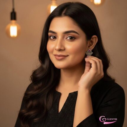 Jaipuri Kundan Oxidized Studs Earrings. GLENTIK – Wrapped in Love ❤️.