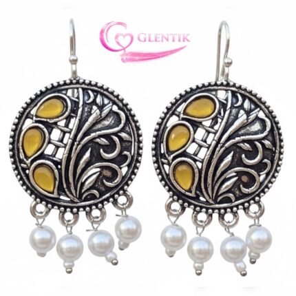 Jaipuri Round Kundan Studded Pearl Drop Earrings. GLENTIK – Wrapped in Love ❤️.