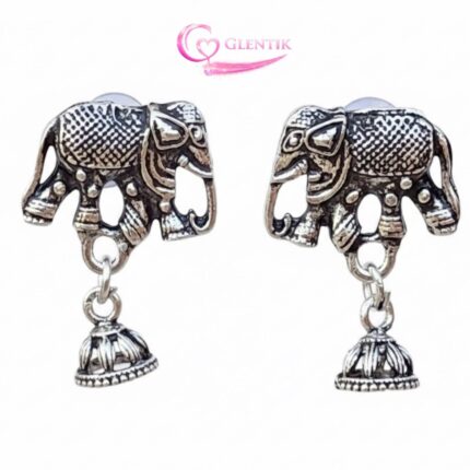 Jaipuri Oxidized Majestic Charm Elephant Earrings. GLENTIK – Wrapped in Love ❤️.