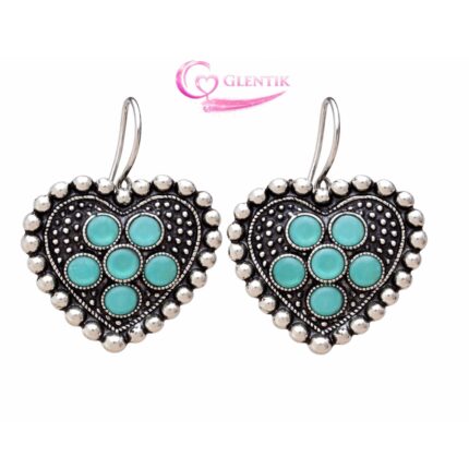 Kundan Studded Oxidised Heart Earrings. GLENTIK – Wrapped in Love ❤️