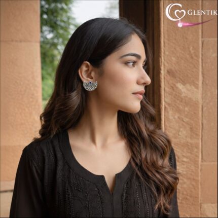 Enchanted Oxidized Crecent Studs Earrings. GLENTIK – Wrapped in Love ❤️.