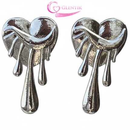 Silver Melted Heart Drop Earrings. GLENTIK – Wrapped in Love ❤️.