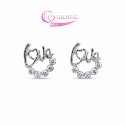 Silver Diamond studded LOVE Studs Earrings. GLENTIK – Wrapped in Love ❤️.