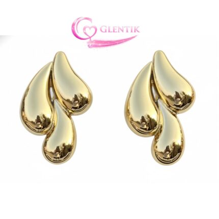 Golden Three Water Drop Studs Earrings. GLENTIK – Wrapped in Love ❤️.