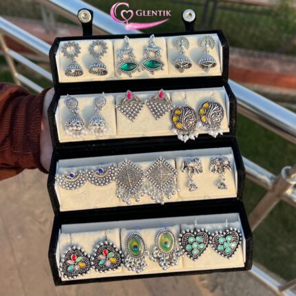 GLENTIK – Wrapped in Love ❤️. 12 Pair Oxidised Earring Gift Set Affordable. Perfect for Gifting.