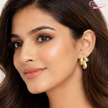 Golden Three Water Drop Studs Earrings. GLENTIK – Wrapped in Love ❤️.