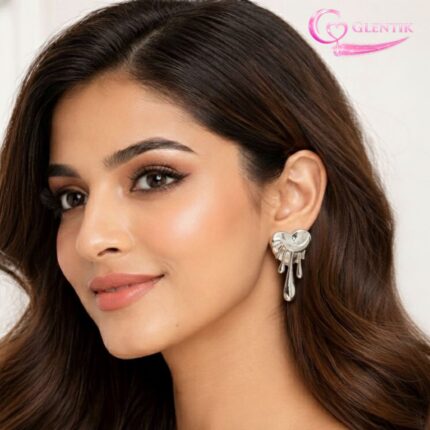 Silver Melted Heart Drop Earrings. GLENTIK – Wrapped in Love ❤️.