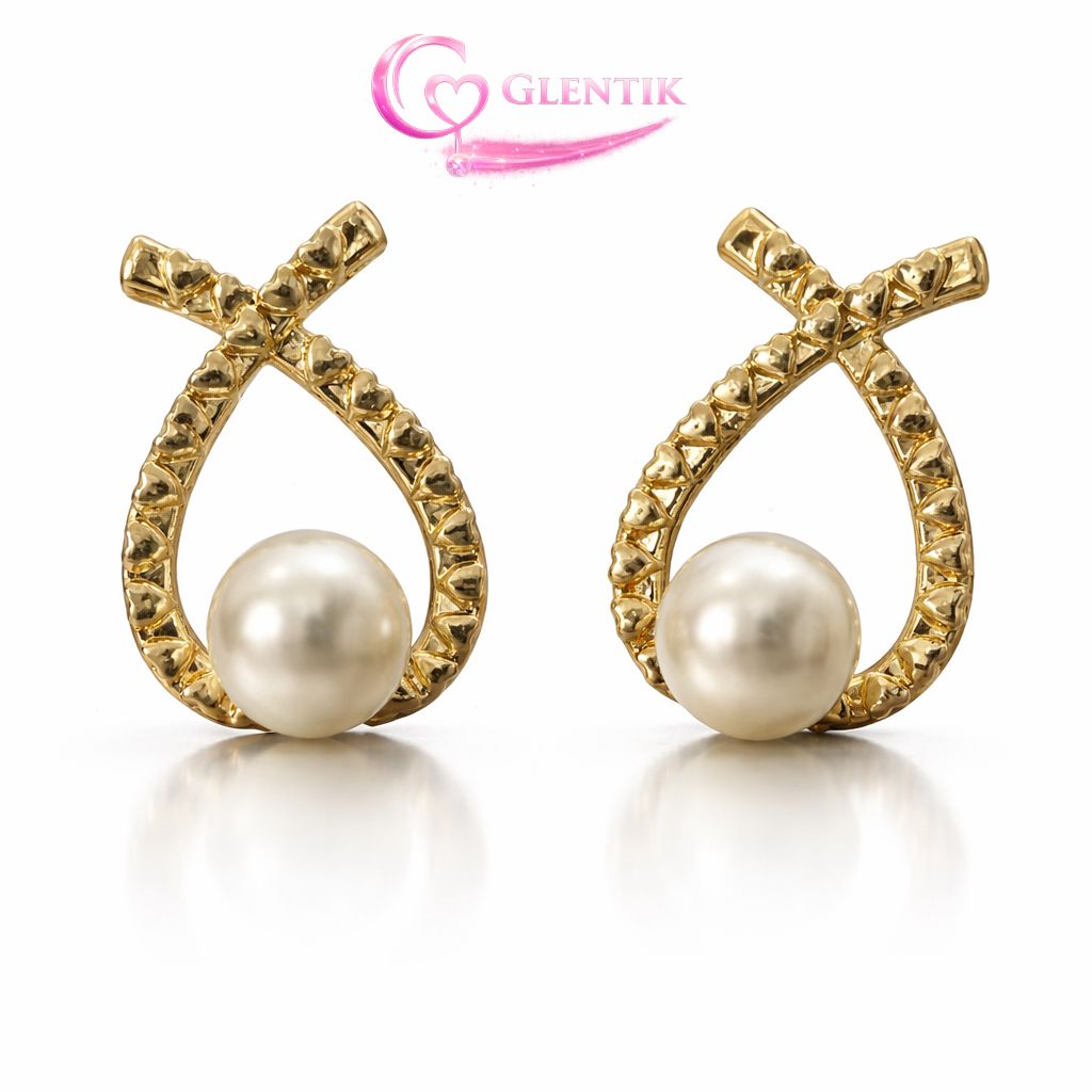 Golden Studs Earrings With Pearl. GLENTIK – Wrapped in Love ❤️. Golden Studs Earrings With Pearl. GLENTIK – Wrapped in Love ❤️.