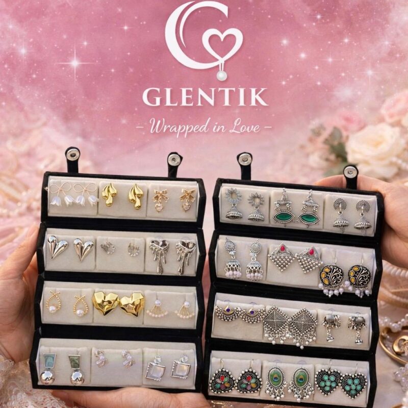 GLENTIK – Wrapped in Love ❤️. 12 Pair Oxidised Earring Gift Set Affordable. Perfect for Gifting.