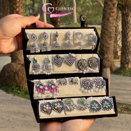 GLENTIK – Wrapped in Love ❤️. 12 Pair Oxidised Earring Gift Set Affordable. Perfect for Gifting.