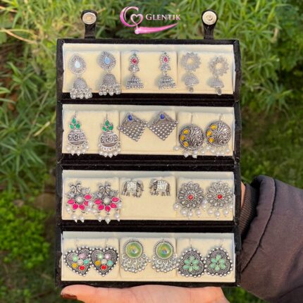 GLENTIK – Wrapped in Love ❤️. 12 Pair Oxidised Earring Gift Set Affordable. Perfect for Gifting.